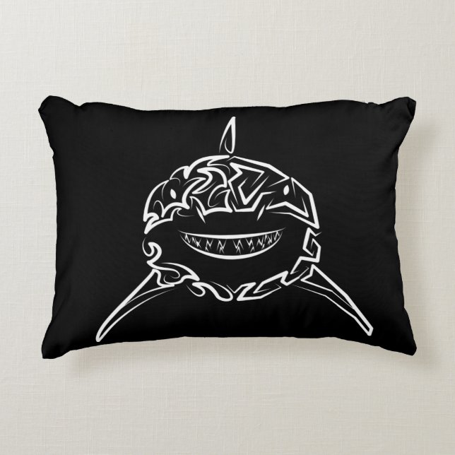 Svartvit stamaktig Underbar vithaj Prydnadskudde (Framsidan)