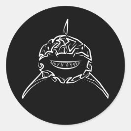 Svartvit stamaktig Underbar vithaj Runt Klistermärke