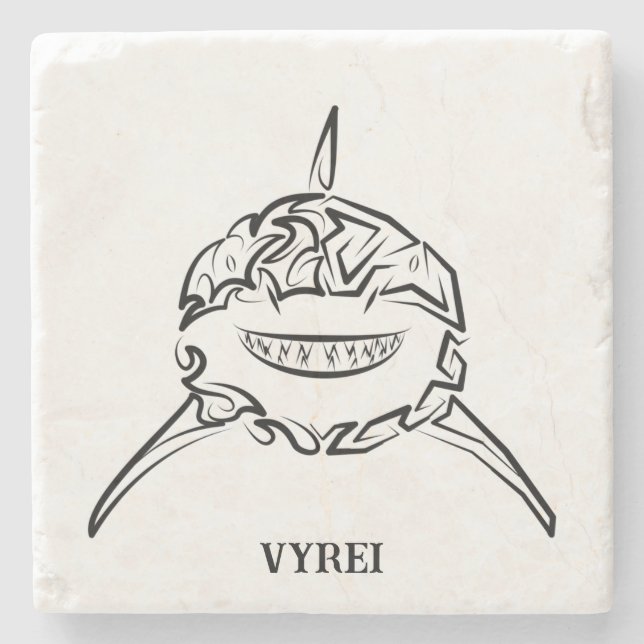 Svartvit stamaktig Underbar vithaj Stenunderlägg (Framsidan)