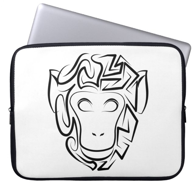 Svartvit stamapa laptop fodral (Framsidan)