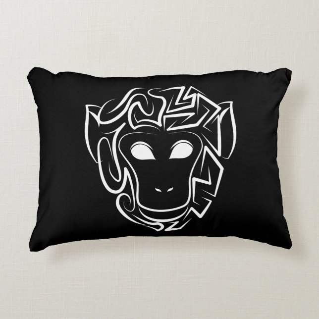 Svartvit stamapa prydnadskudde (Framsidan)