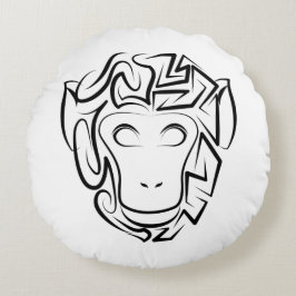 Svartvit stamapa rund kudde