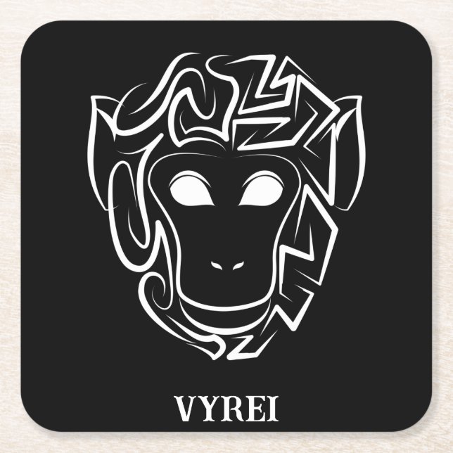 Svartvit stamapa underlägg papper kvadrat (Framsidan)