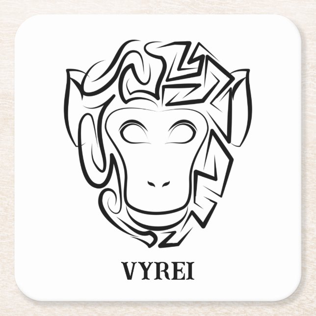 Svartvit stamapa underlägg papper kvadrat (Framsidan)