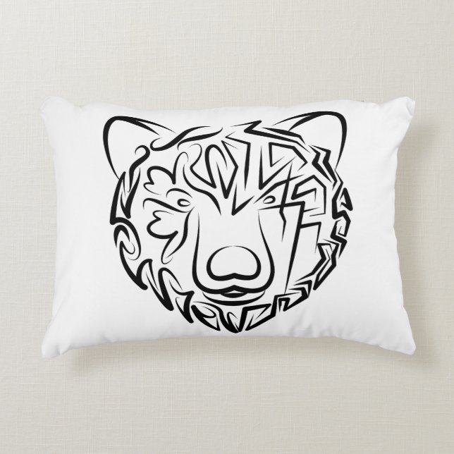 Svartvit stambjörn prydnadskudde (Framsidan)