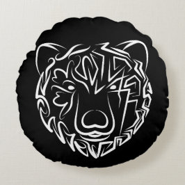 Svartvit stambjörn rund kudde