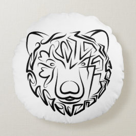 Svartvit stambjörn rund kudde