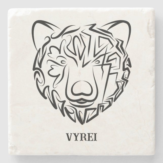 Svartvit stambjörn stenunderlägg (Framsidan)