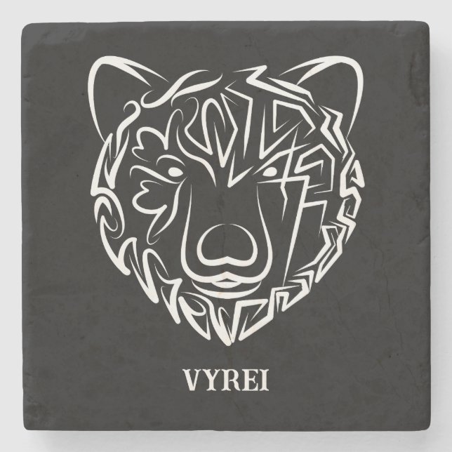 Svartvit stambjörn stenunderlägg (Framsidan)