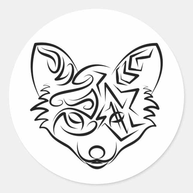 Svartvit stamfot runt klistermärke (Framsida)