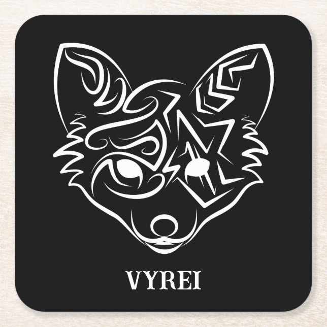 Svartvit stamfot underlägg papper kvadrat (Framsidan)