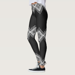 Svartvit stamkonst leggings