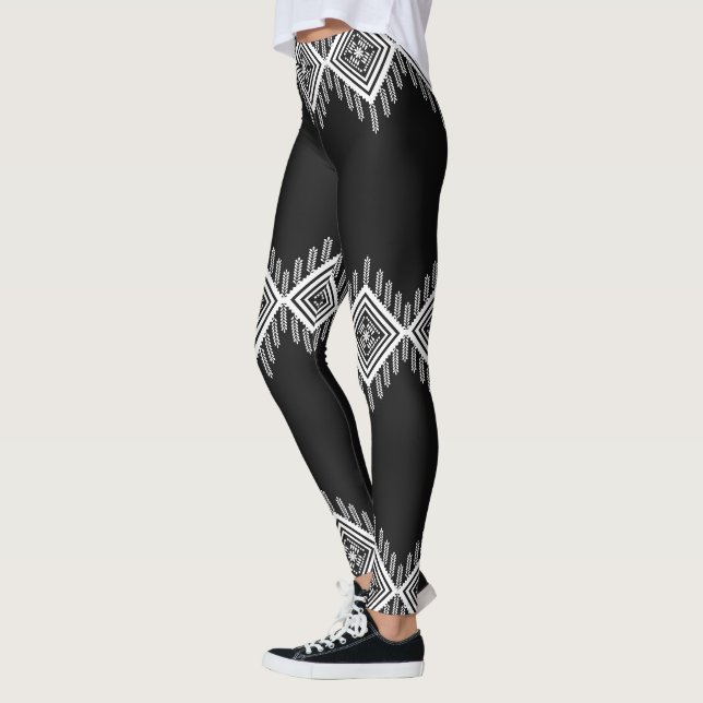 Svartvit stamkonst leggings (Vänster)