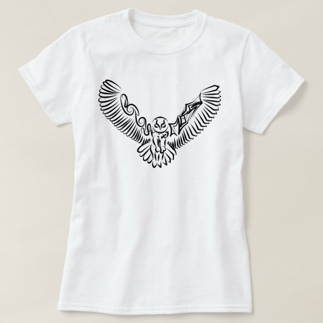 Svartvit stammen som flyger Uggla T Shirt (Design framsida)