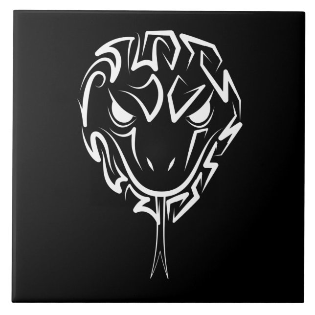 Svartvit stamnos kakelplatta (Framsidan)