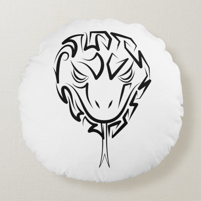 Svartvit stamnos rund kudde (Framsidan)