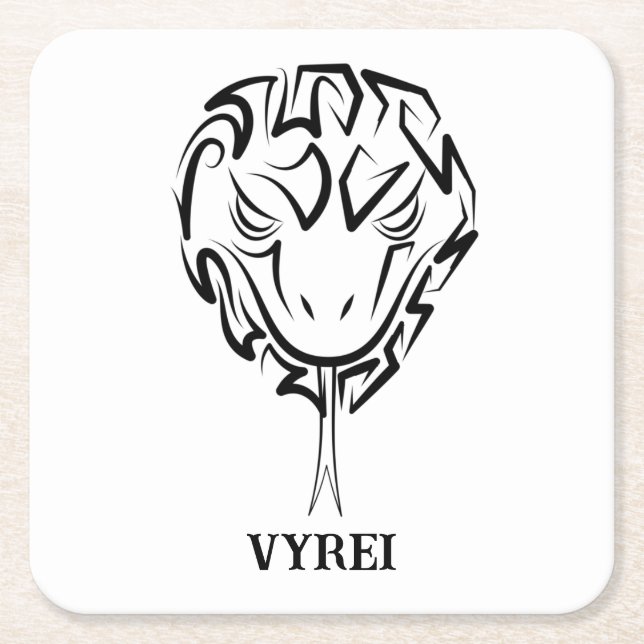 Svartvit stamnos underlägg papper kvadrat (Framsidan)