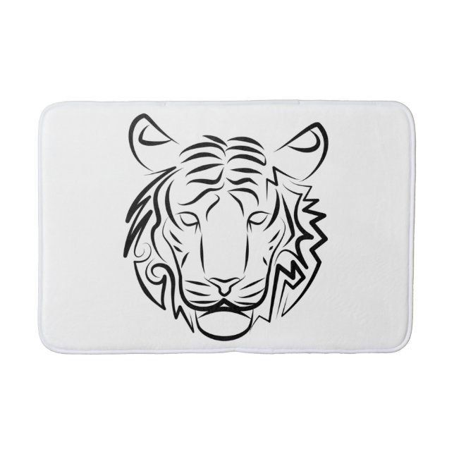 Svartvit stamtiger badrumsmatta (Framsidan)