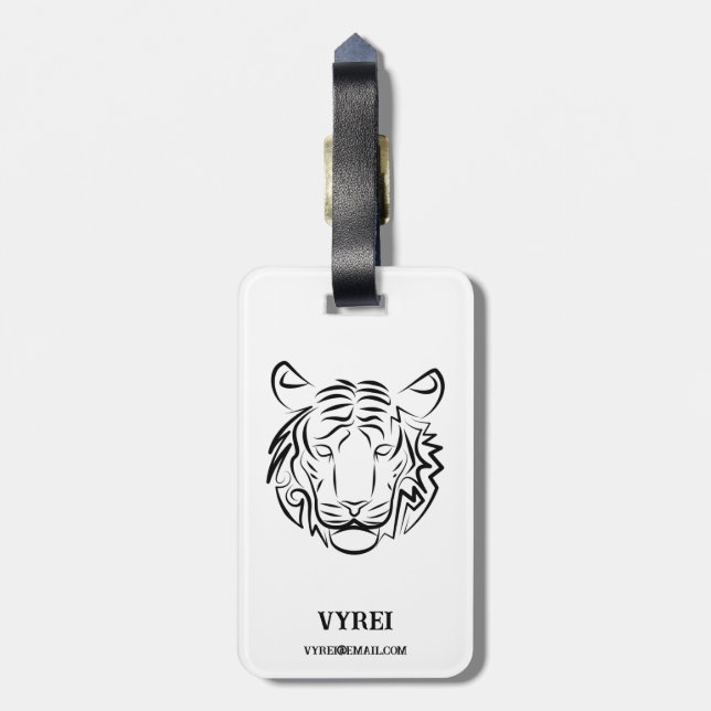 Svartvit stamtiger bagagebricka (Baksidan Lodrät)