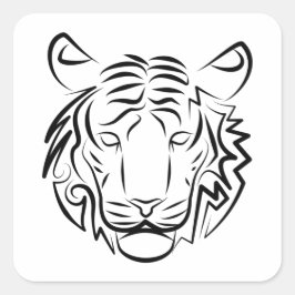 Svartvit stamtiger fyrkantigt klistermärke