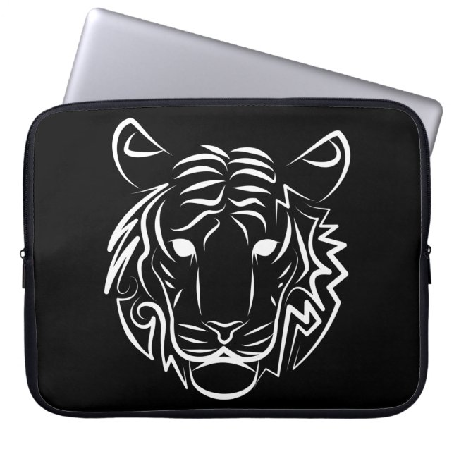 Svartvit stamtiger laptop fodral (Framsidan)