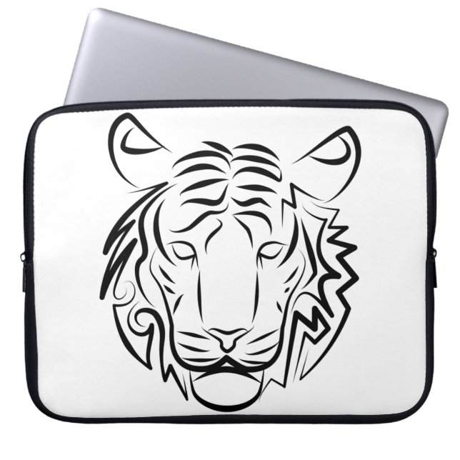 Svartvit stamtiger laptop fodral (Framsidan)