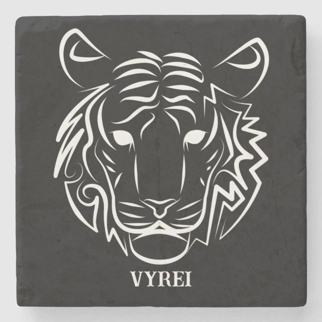 Svartvit stamtiger stenunderlägg (Framsidan)