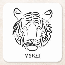Svartvit stamtiger underlägg papper kvadrat