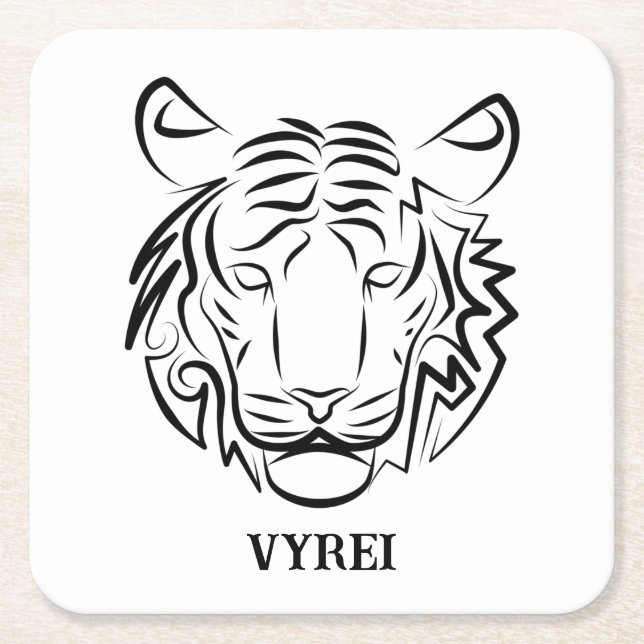 Svartvit stamtiger underlägg papper kvadrat (Framsidan)