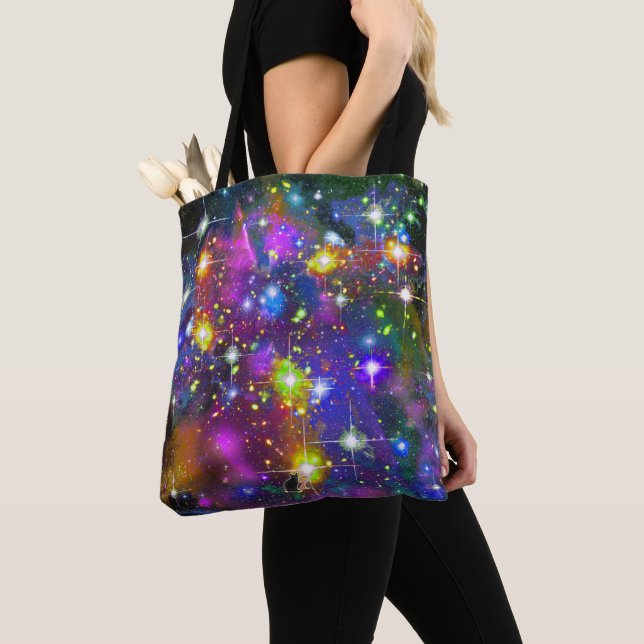 Svartvit Star Fält Tote Bag Tygkasse (Närbild)
