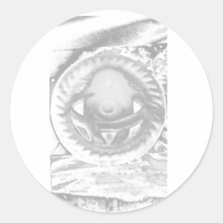 Svartvit sten sol runt klistermärke