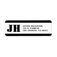 Svartvit stencil, monogram, Returadress