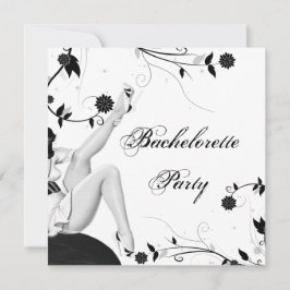 Svartvit-stift upp Bachelorette Party Inbjudningar