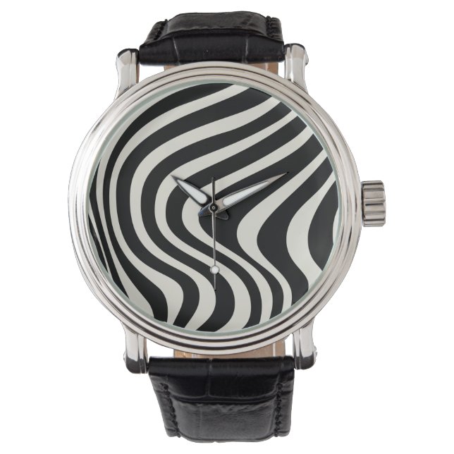 Svartvit stil vinkara armbandsur (Framsida)