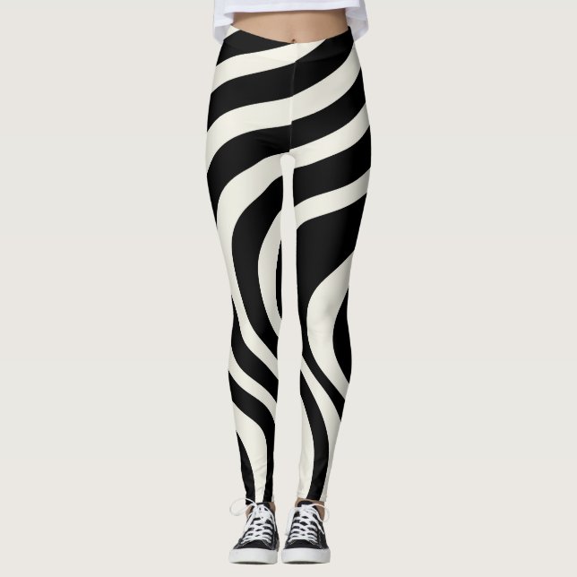 Svartvit stil vinkara leggings (Framsida)