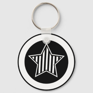 Svartvit stjärna Keychain Nyckelring