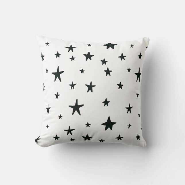 Svartvit stjärnor Pillow Kudde (Framsida)