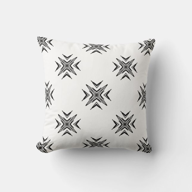 Svartvit stjärtkudde i mönster, Geometric Kudde (Framsida)