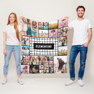 Svartvit stödraster 34 fotomodern minimal snyggt f fleecefilt