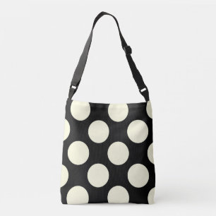 Svartvit stor polka dots axelväska