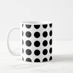 Svartvit, stort Storlekt Vågrät Polka dots Kaffemugg
