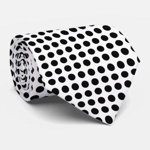 Svartvit, stort Storlekt Vågrät Polka dots Slips