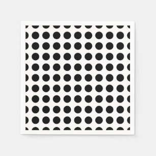 Svartvit stort Vågrät Polka dots Pappert Pappersservett