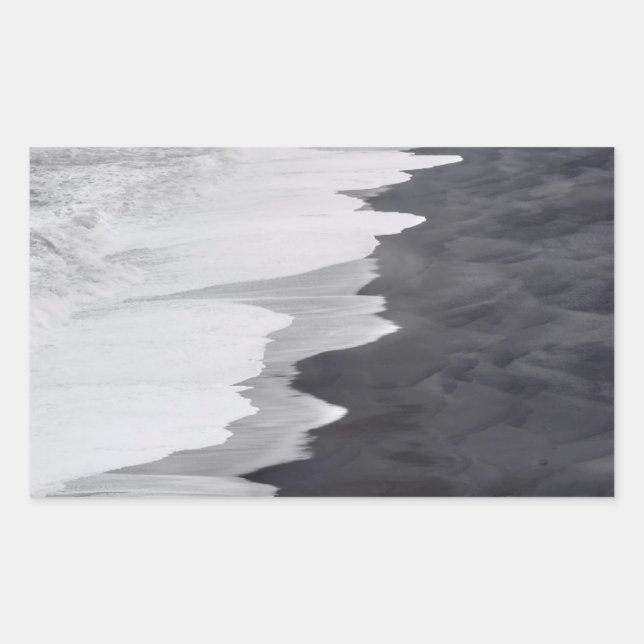 Svartvit strandutsikt rektangulärt klistermärke (Framsida)