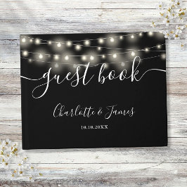 Svartvit sträng Ljus Namnteckning skript Bröllop Gästböcker
