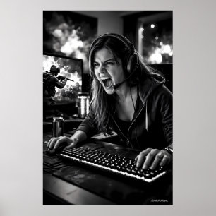 Svartvit Stress Explosion Spelarrum Poster