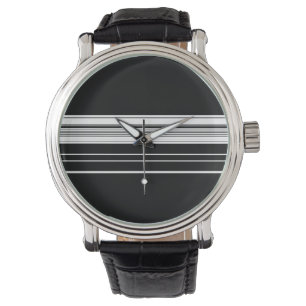 svartvit strimlad chic armbandsur
