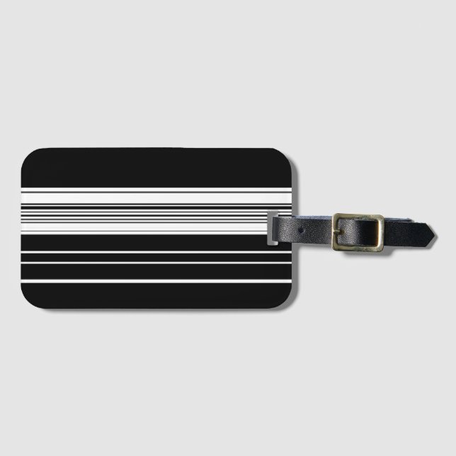 svartvit strimlad chic bagagebricka (Framsida horisontal)