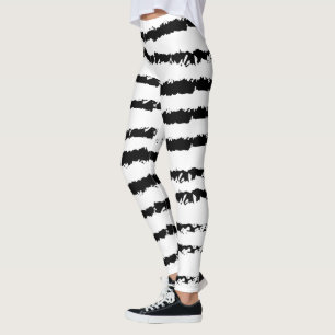 Svartvit strimlad leggings