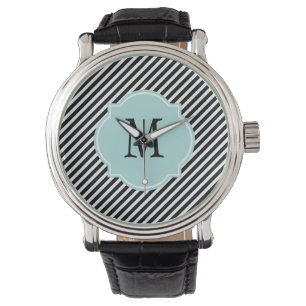 Svartvit, strimlad monogram Watch Armbandsur
